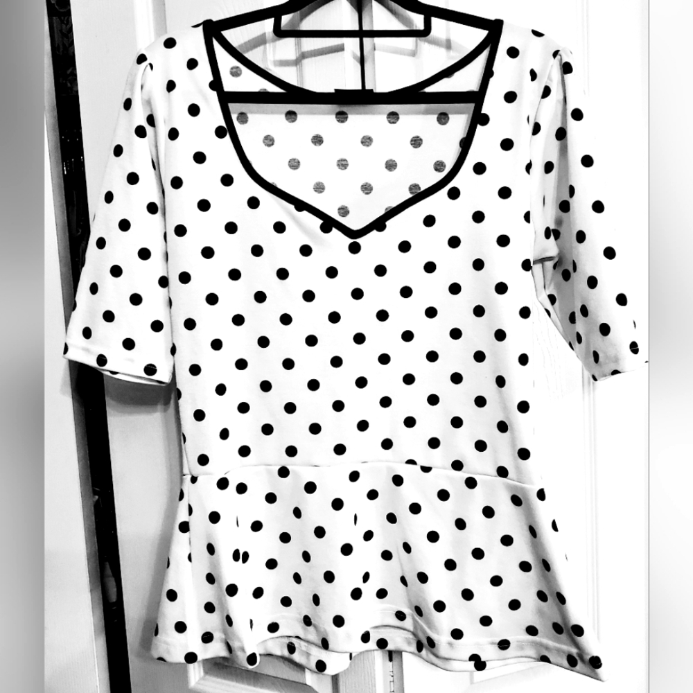 Polka Dot Women's Peplum Retro Top By Rock Steady